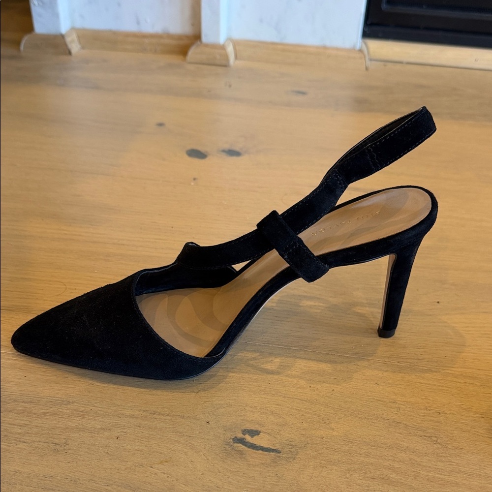 Ann Taylor Black Pointed Slingback Heels with Crisscross Straps - Picture 7 of 7